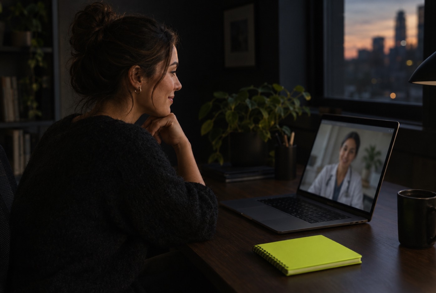 A founder on a video consult with a doctor